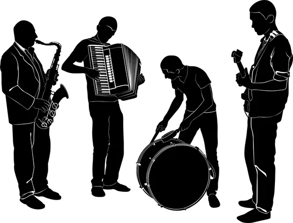 Silhouettes ofmusicians — Stock Vector