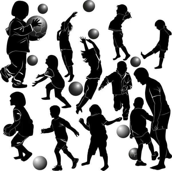 Niños jugando pelota — Vector de stock