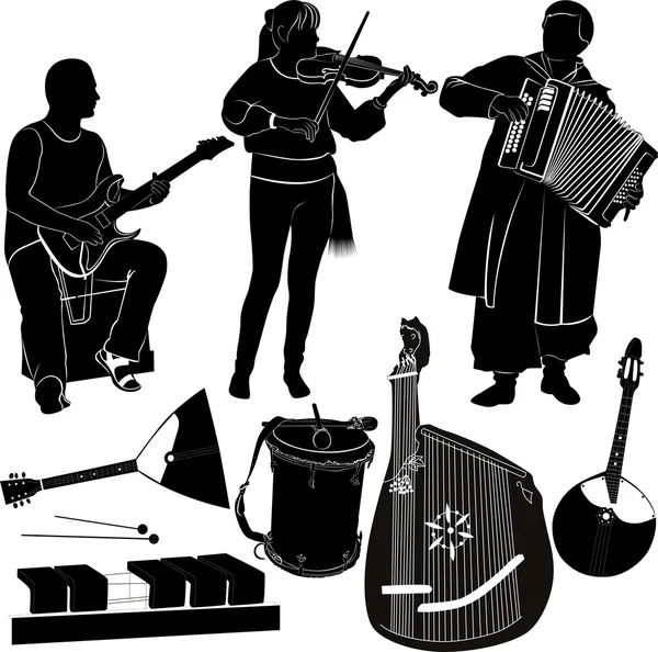 Musicians and musical instruments — Stock Vector