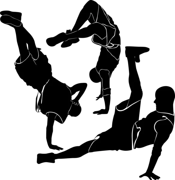 Breakdance homme silhouette — Image vectorielle