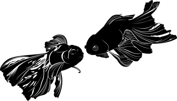 Black silhouettes of goldfishes — Stock Vector