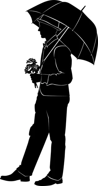 长满鲜花和伞的人 — 图库矢量图片