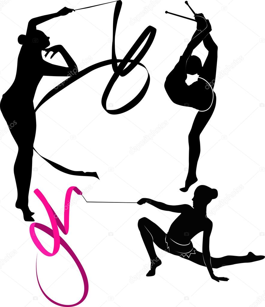 Silhouette of gymnast woman
