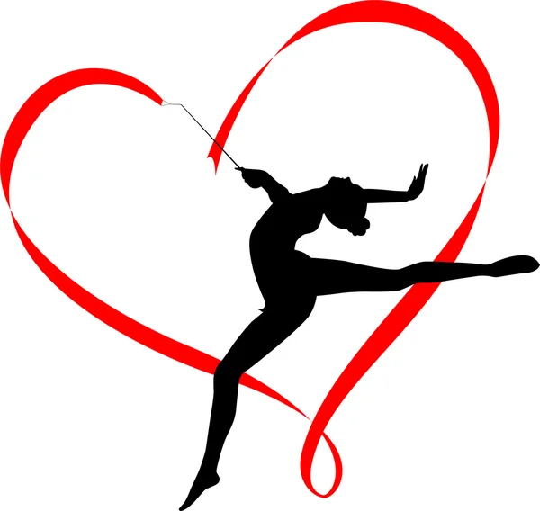 Silhouette della ginnasta ritmica — Vettoriale Stock