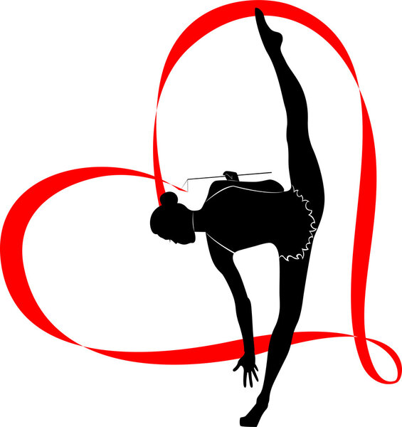 Gymnast girl with stripe in shape of heart