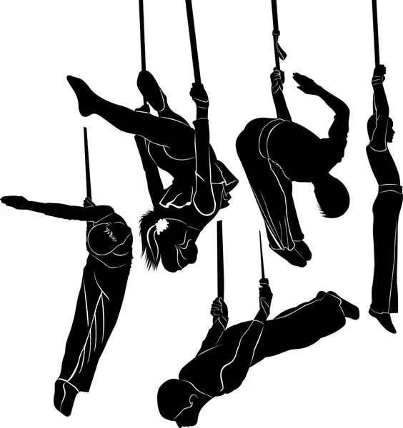 Silhouettes de gymnastes professionnels — Image vectorielle