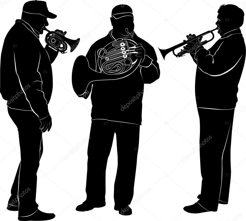 Black silhouettes of musicians