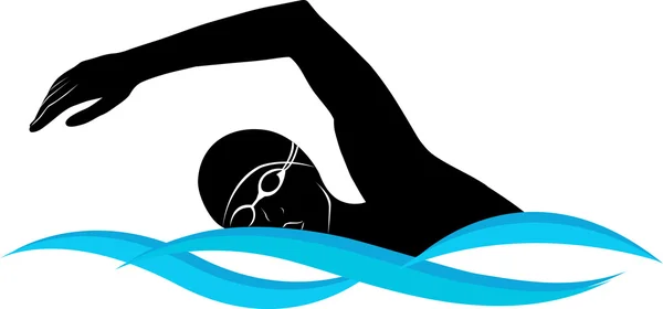 Yüzücü atlet siluet — Stok Vektör
