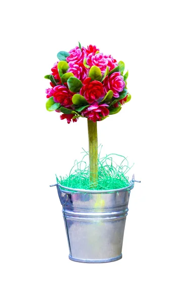 Roses flowers in bucket — Stock Photo, Image