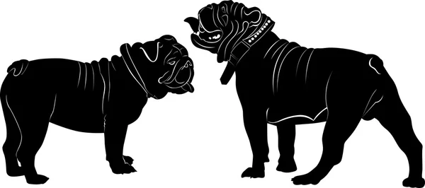 Bulldogs animales siluetas — Vector de stock