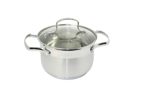 Stainless steel pot on a white background — Stock Photo, Image