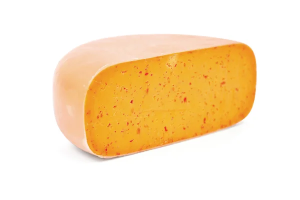 Großes Stück Käse auf weißem Hintergrund — Stockfoto