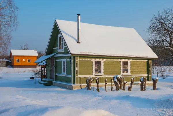 Winter in het dorp — Stockfoto