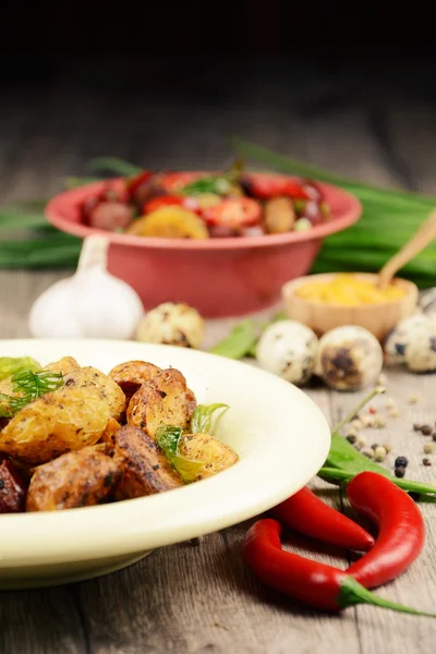 New roasted baked potatoe in the bowl — Stock Photo, Image