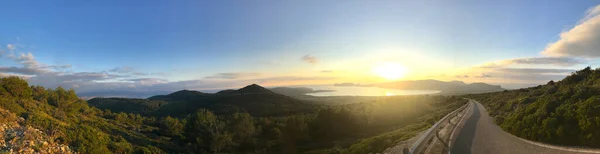 Vista Costeira Pôr Sol Alghero Sardenha Itália — Fotografia de Stock