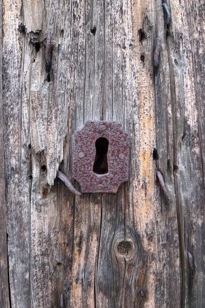 Velha Porta Madeira Fechadura Sardenha Itália — Fotografia de Stock