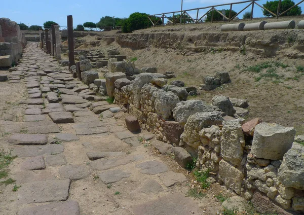 Antieke Romeinse Straat Porto Torres Sardinië Italië Rechtenvrije Stockafbeeldingen