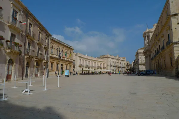 Ortigia Daki Katedral Meydanı Talya Nın Eski Syracuse Kasabası — Stok fotoğraf