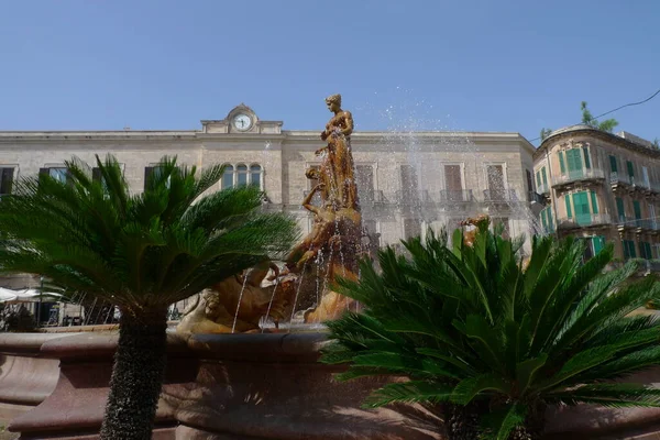 Diana Fountain Siracusa Sicily Italy — Stock Photo, Image