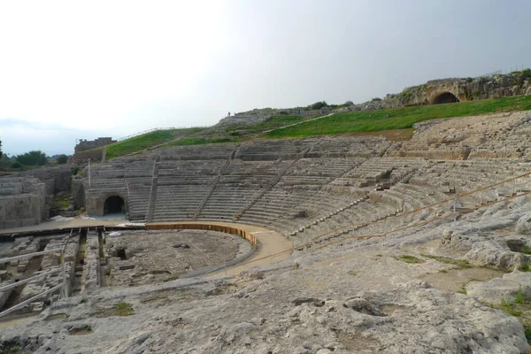 Görög Amfiteátrum Neapolisi Régészeti Lelőhelyen Siracusa Szicília Olaszország — Stock Fotó