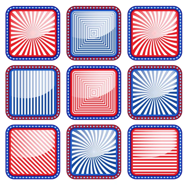 Botón de colores estilizados de la bandera de EE.UU. — Vector de stock