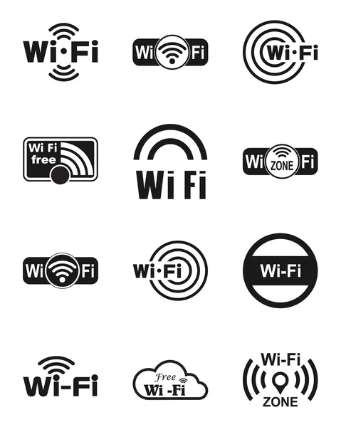 Conjunto de doce iconos wifi — Archivo Imágenes Vectoriales