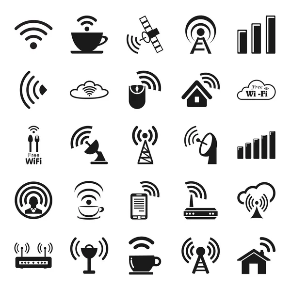 Ensemble de vingt cinq icônes wifi — Image vectorielle