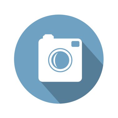 uzun gölge ile yenilikçi fotoğraf kamera simgesi. 