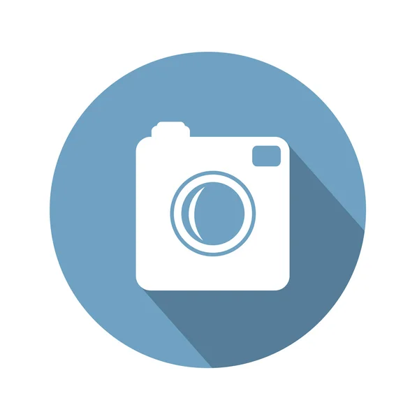 Csípő fénykép fényképezőgép ikon hosszú árnyéka. — Stockvector