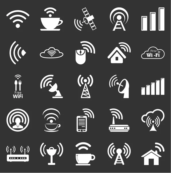 Conjunto de veinticinco iconos wifi — Archivo Imágenes Vectoriales