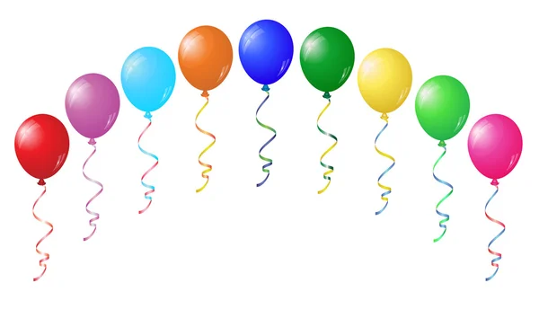 Globos brillantes de color sobre blanco . — Vector de stock