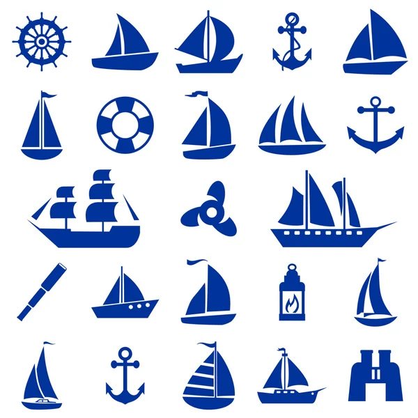 Segelboot-Symbol gesetzt. — Stockvektor