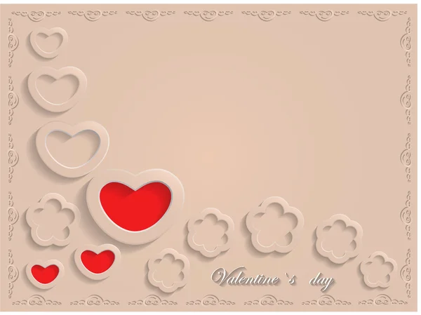 Card for Valentine's Day on a Beige Background. — Stock Vector