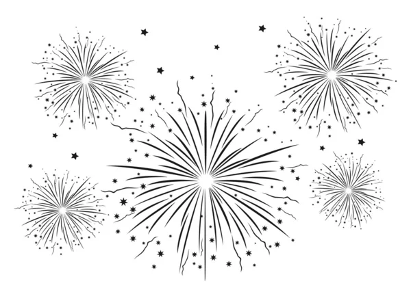 stock vector Fireworks Black and White . 