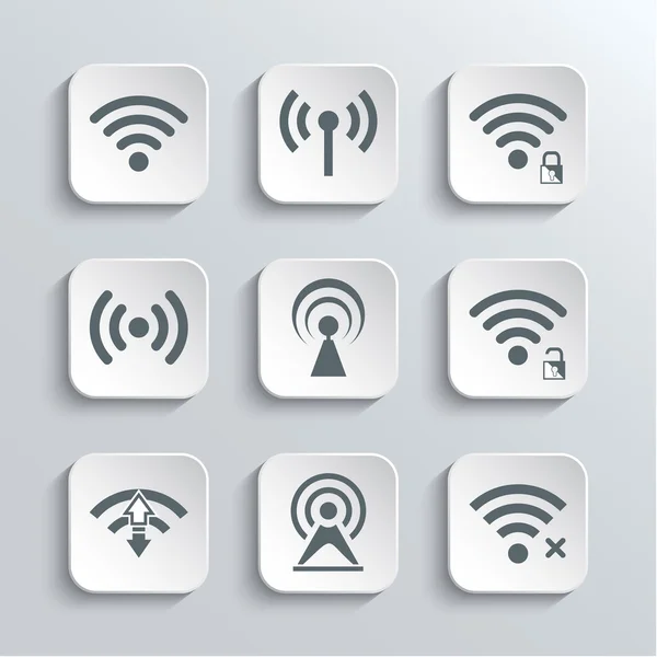 Conjunto de iconos web inalámbricos y Wi-Fi — Archivo Imágenes Vectoriales