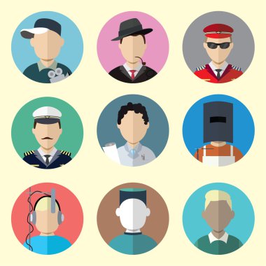 Adam farklı meslekler ile daire simgeler kümesi. Set - 11