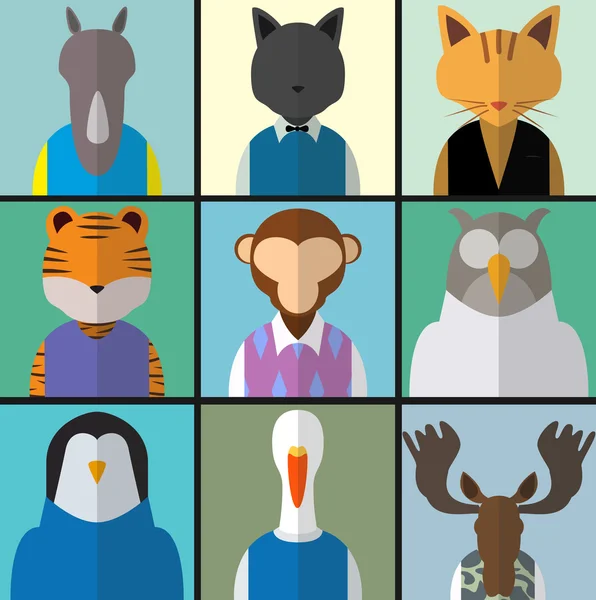 Animal Avatar Icon Set — Stockvektor