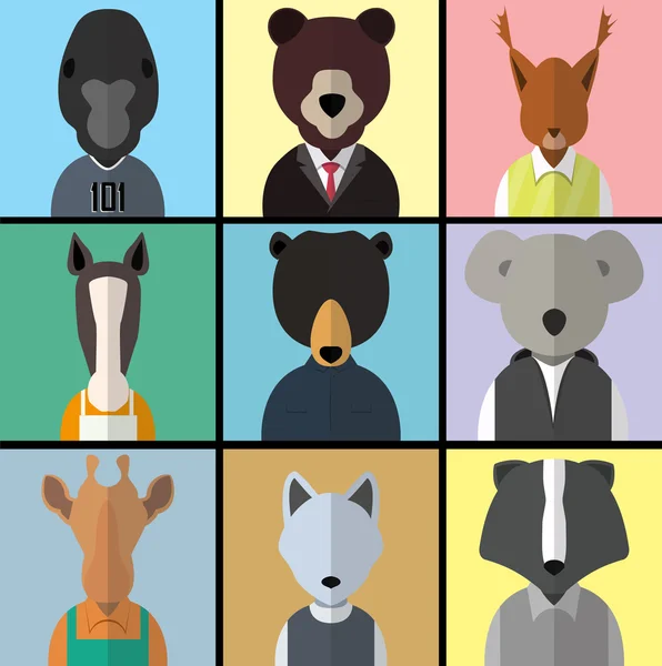 Animal Avatar Icon Set — Stockvektor