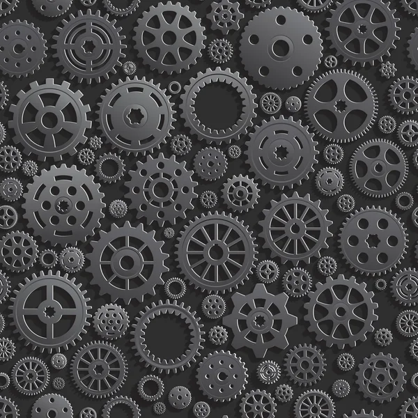 Creative Black Gears 3d Seamless Pattern Background. — Stock Vector