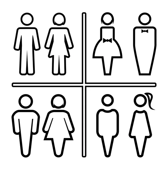 Contorno de banheiro silhuetas conjunto de ícones — Vetor de Stock