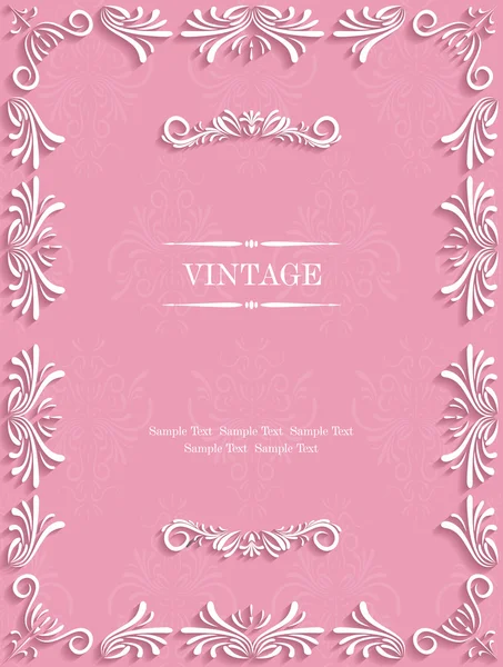 Fundo Vintage rosa com floral — Vetor de Stock