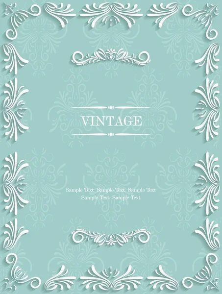 Green Vintage Background with Floral — Stock Vector