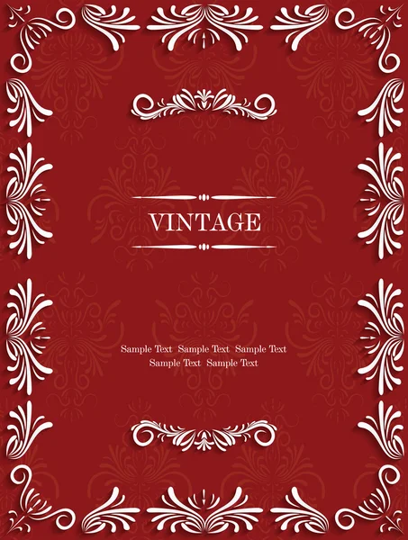 Roter Vintage Hintergrund mit blumigem Hintergrund — Stockvektor