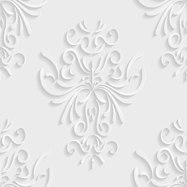 Fundo sem costura com padrão floral 3d — Vetor de Stock