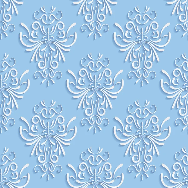 Fondo sin costura azul con patrón floral 3d — Vector de stock