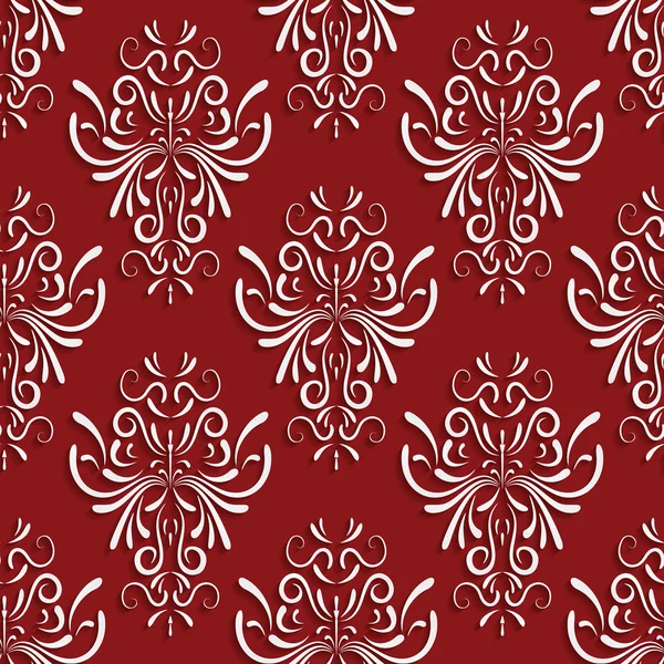 Roter nahtloser Hintergrund mit 3D-Blumenmuster — Stockvektor