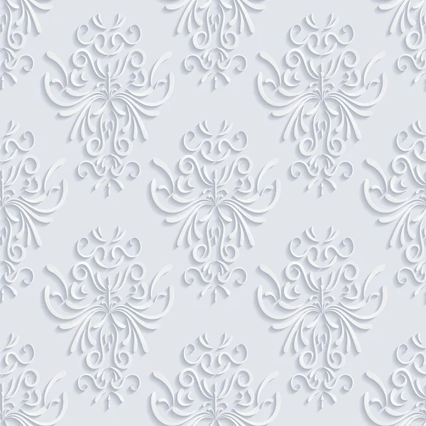 与 3d 花卉图案灰色无缝背景 — 图库矢量图片