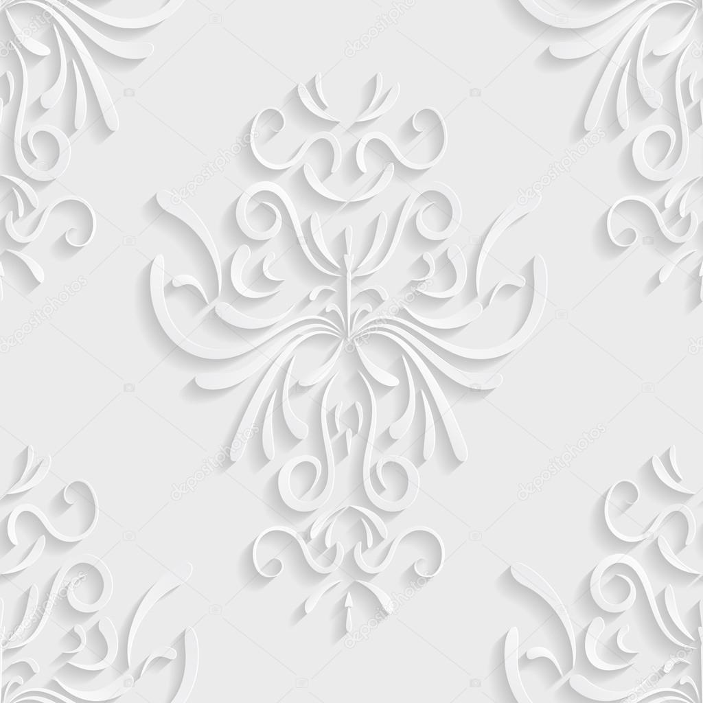 Seamless Background with 3d Floral Pattern