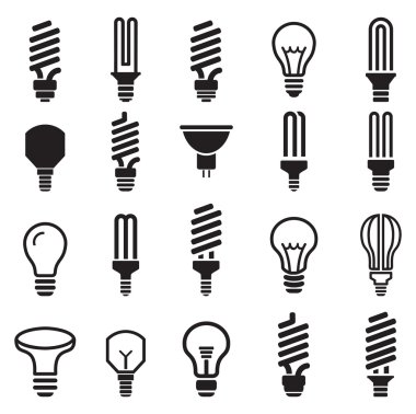 Ampul ve Cfl lamba Icons set
