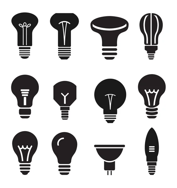 Ampul beyaz arka plan üzerinde Icons set